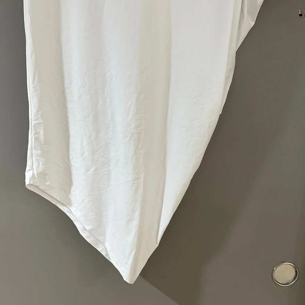 Athleta White Asymmetrical Tunic Stretch Top Minimalist Athleisure - Picture 9 of 9